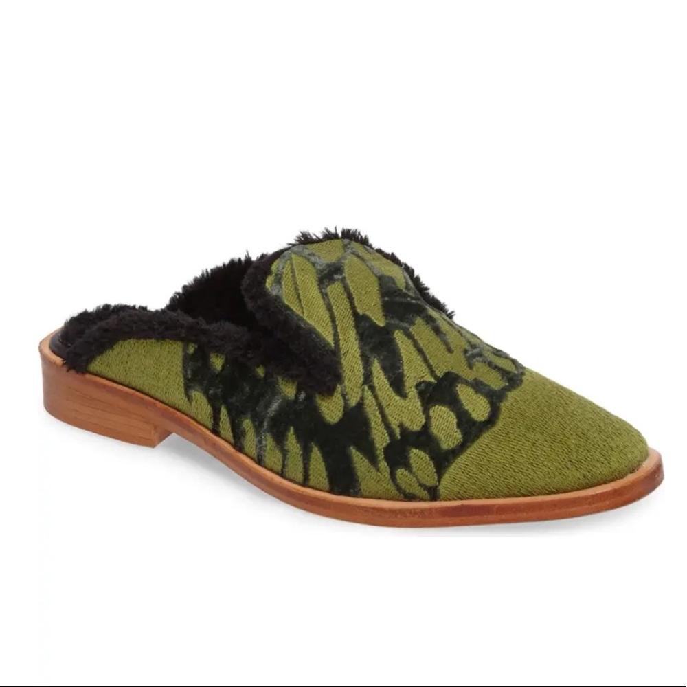 Free people butterfly faux fur lined mule